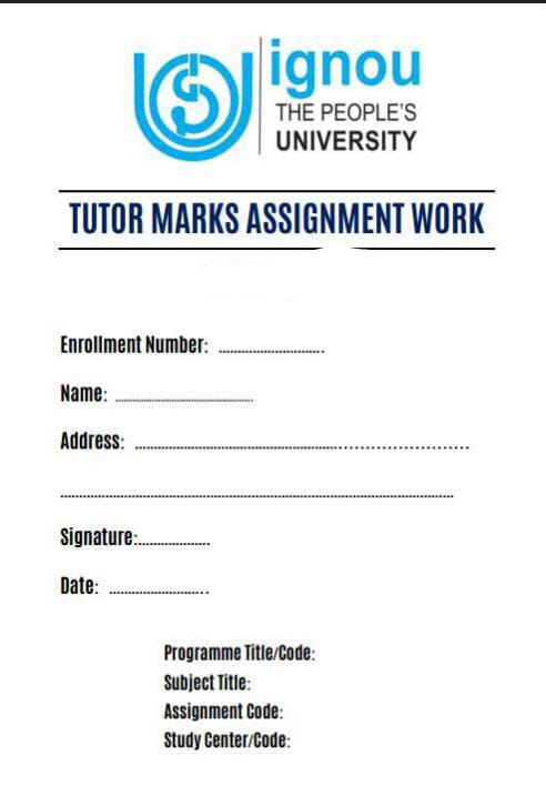 ignou front page assignment 2021