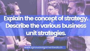 Read more about the article Explain the concept of strategy. Describe the various business unit strategies.